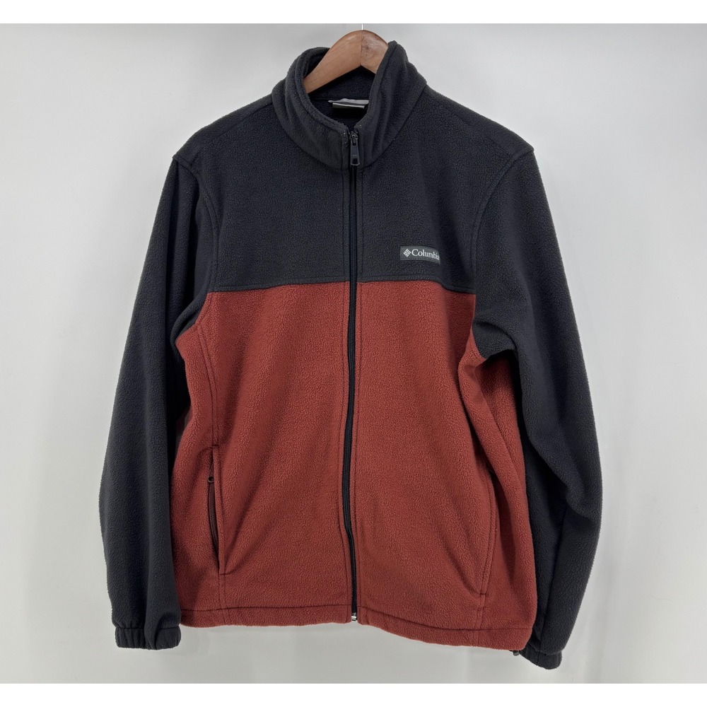 Columbia Mount Grant Fleece Jacket Men's Medium Full Zip Orange Gray XM1247